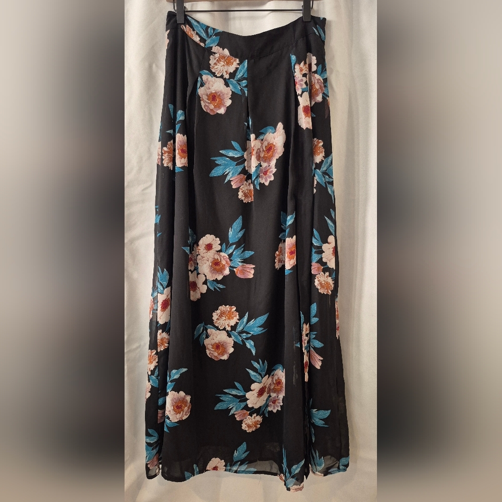 Floral Black Maxi Skirt